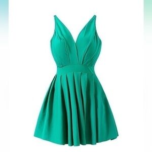 COCOPEAR Pleated Skirt One Piece Swimdress Tummy Contral Swimsuit Green - 2XL